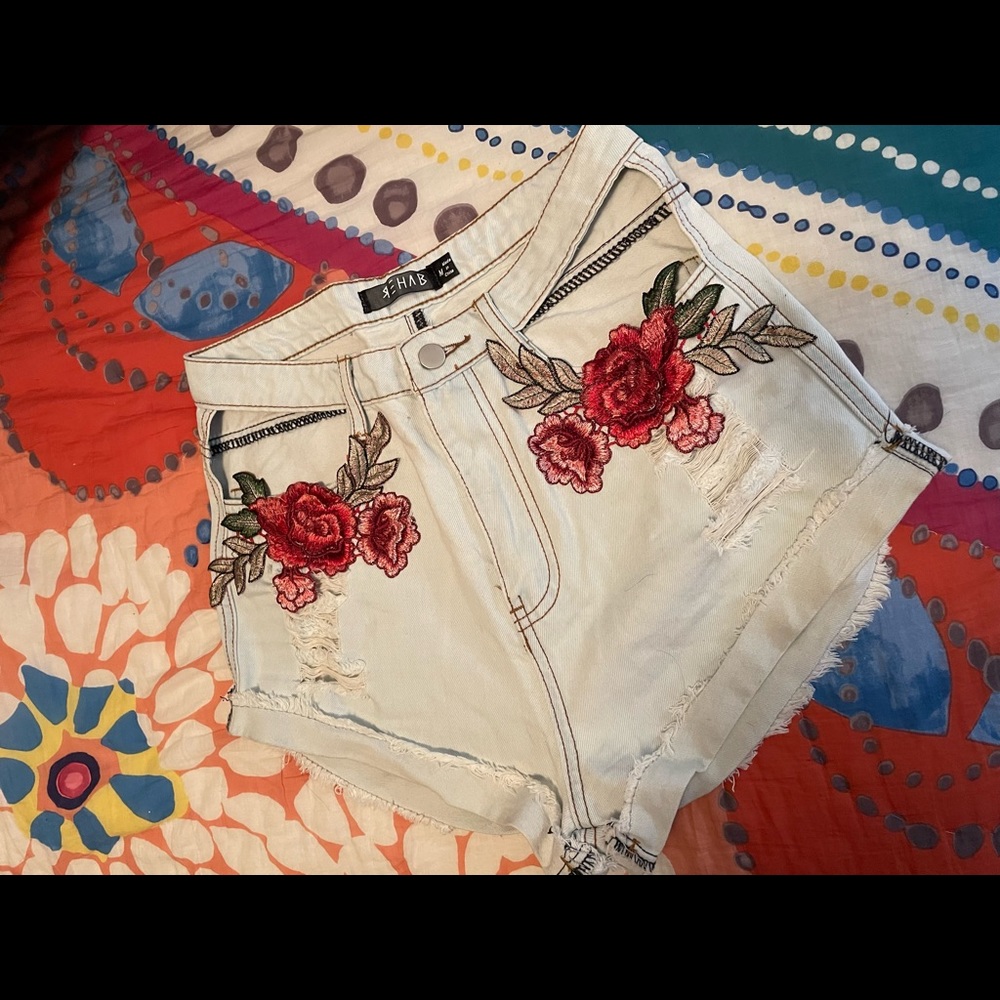 Rehab Floral Cutout Shorts